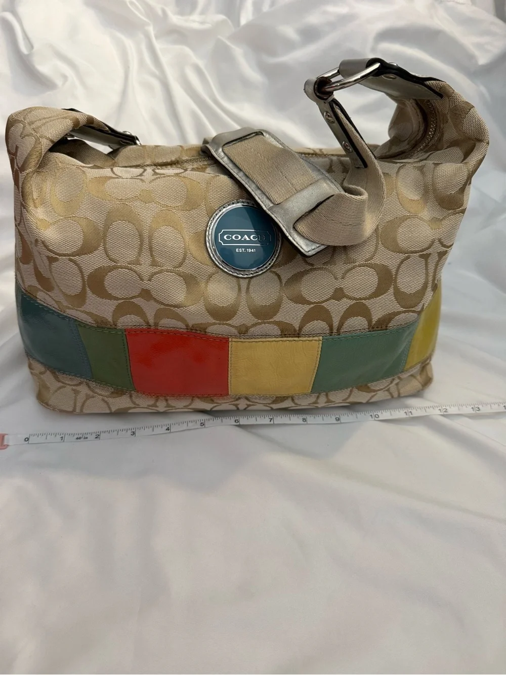 EUC Vintage Coach Gallery Signature Hobo Shoulder Bag with Multicolor Stripe